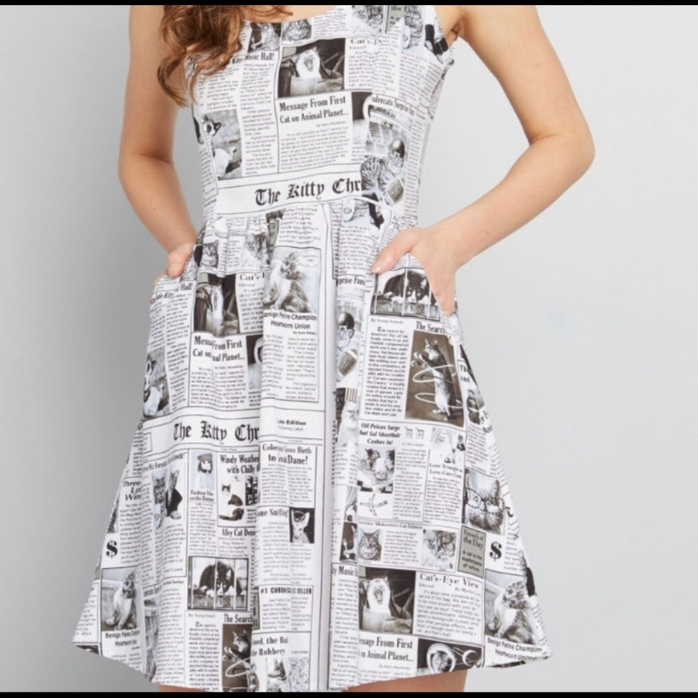 Modcloth cat news dress